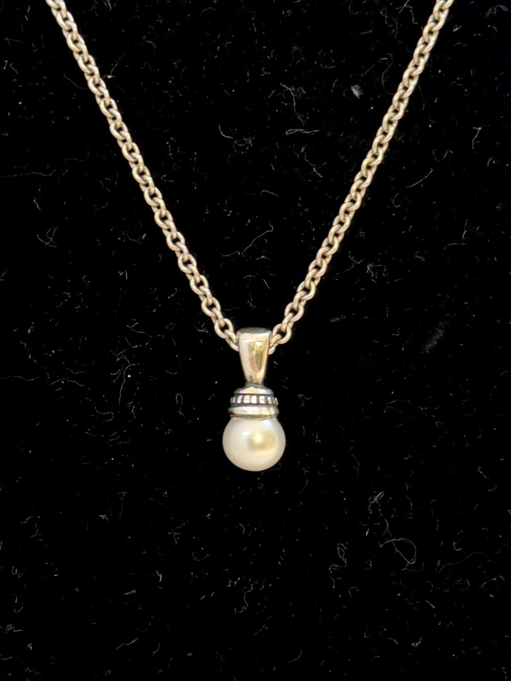 JAMES AVERY Sterling Silver Vintage Drop Pearl Pendant Charm Necklace; RETIRED